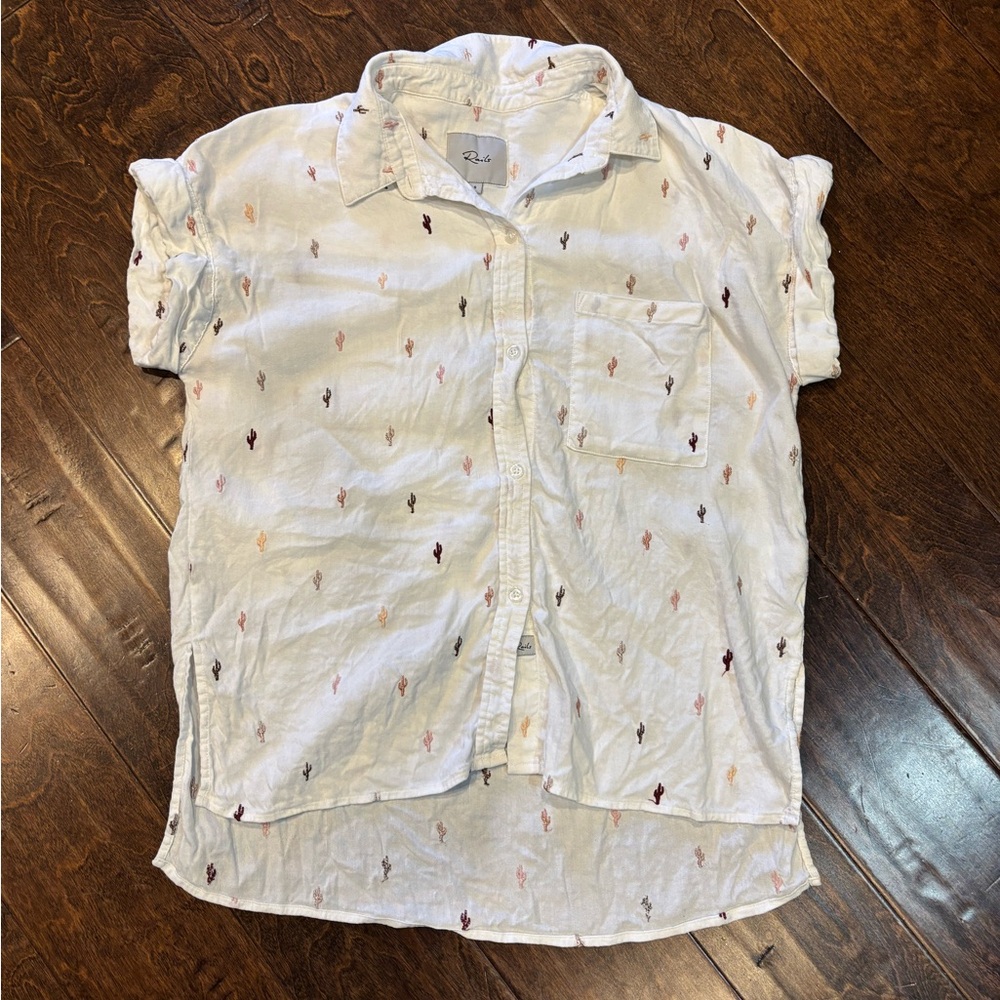 Rails button up Shirt with Multicolor Cactus Embroidery small
